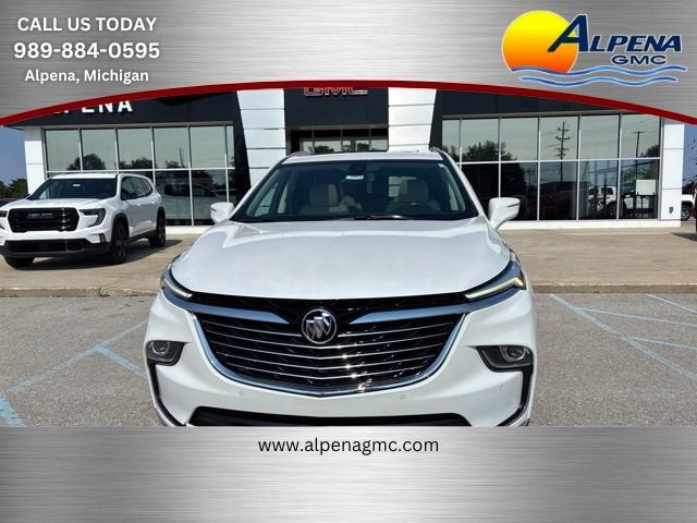 2023 Buick Enclave Essence in White Frost Tricoat — front three-quarter view