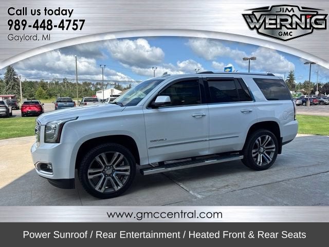 2018 GMC Yukon Denali in White Frost Tricoat — front three-quarter view